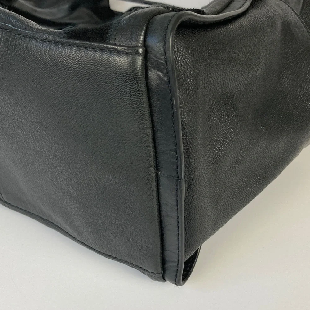 Lucky Brand Black Leather Patchwork Hobo Bag